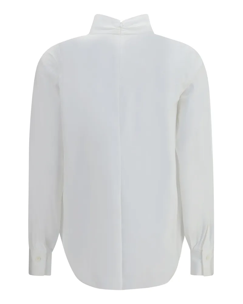 Brunello Cucinelli Monili-Trimmed Pleated Blouse — White White