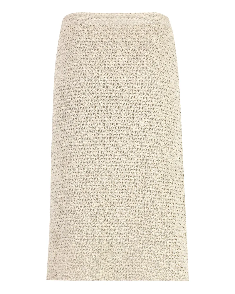 Bottega Veneta Women's Ecru Cotton Crochet Wrap Skirt Beige
