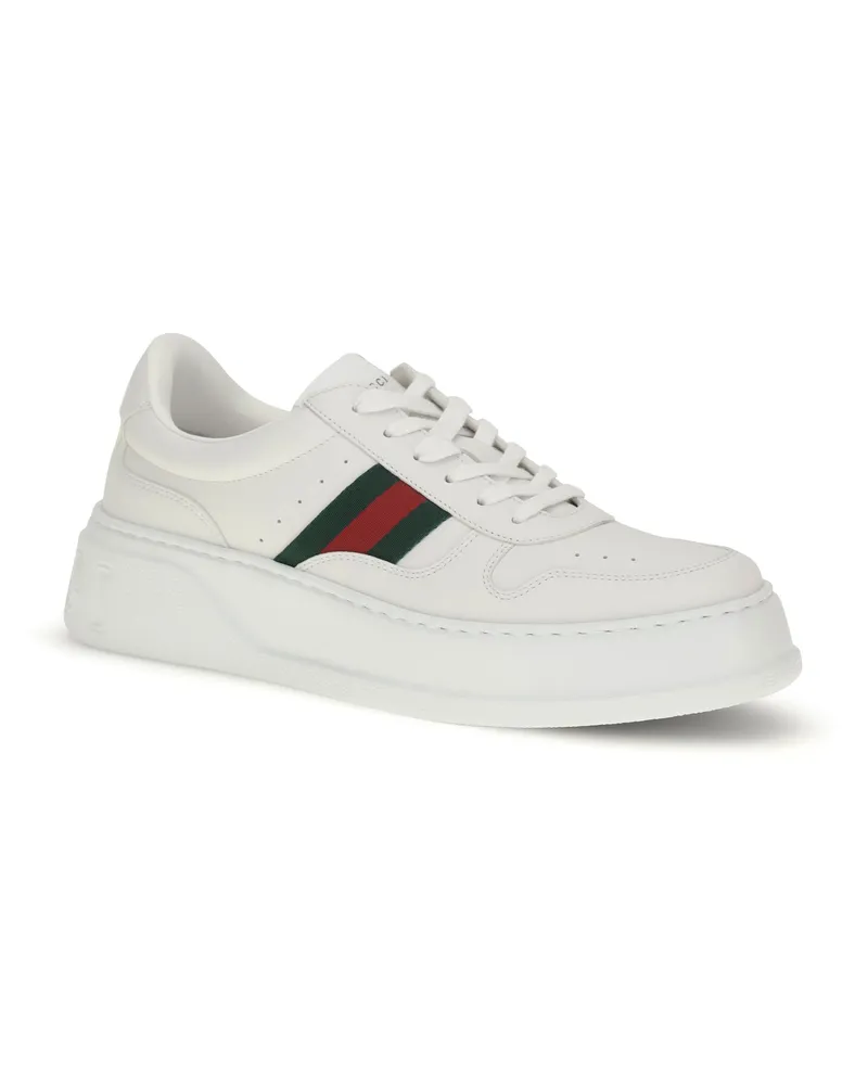 Gucci Men's Sneakers Oversized Sole Calf Leather White-Green-White Upper: Trainers White/green/white White