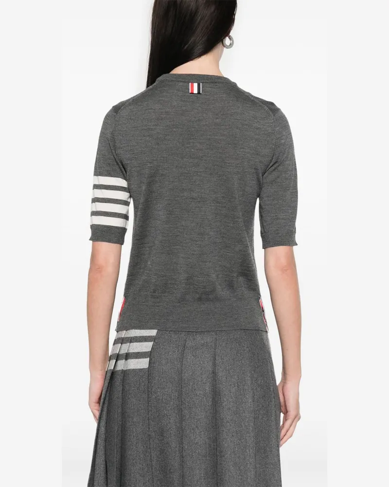 Thom Browne Grosgrain-Trimmed Wool Sweater — Grey Grey