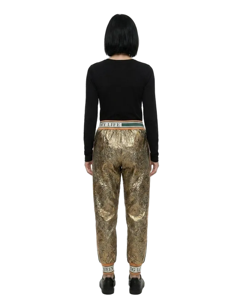 Dolce & Gabbana Women's Gold Metallic Fibre Casual Pants Gold