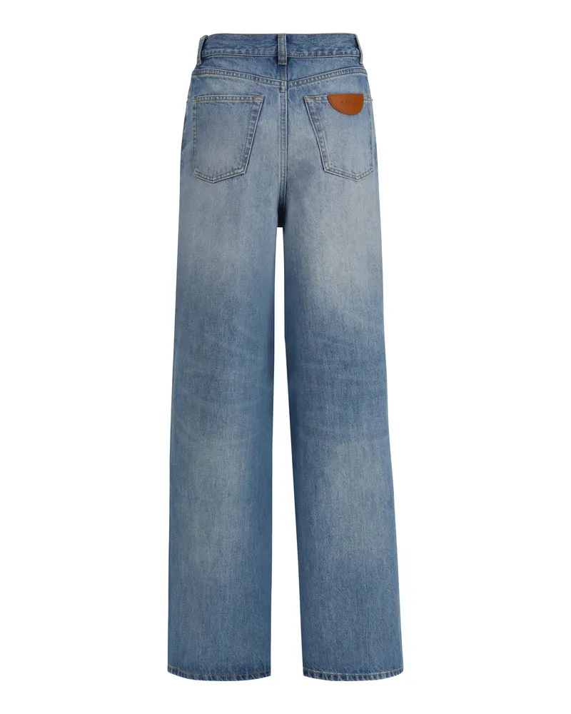 Chloé Women's High-Rise Wide-Leg Jeans Dream Blue Cotton Blue