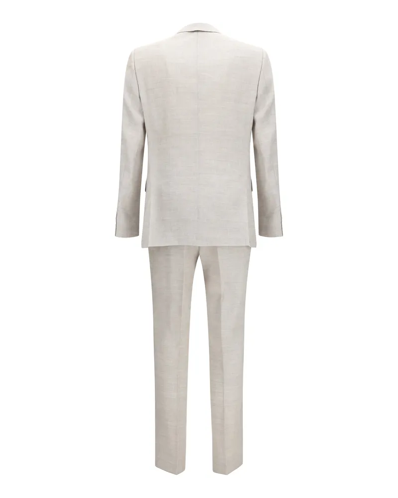 HUGO BOSS Men's Linen And Mohair Suit Open Grey Linen; Merino Wool Ovis Aries Suits Gray