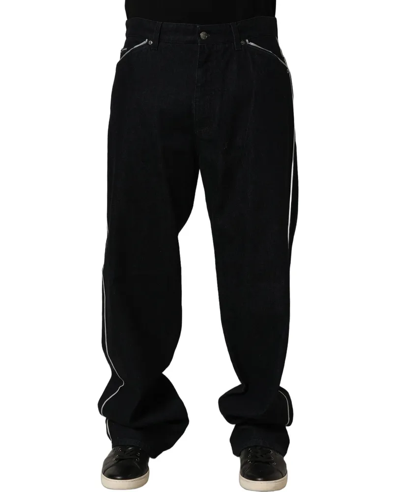 Dolce & Gabbana Black Cotton Stretch Straight Men Denim Jeans Elastane Clothing Black