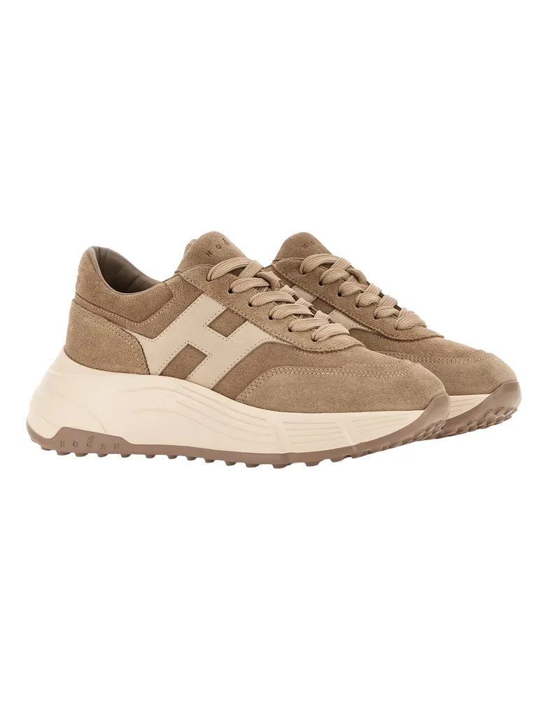 Hogan Women's Sneakers Hi-Fi Beige Brown Trainers Beige