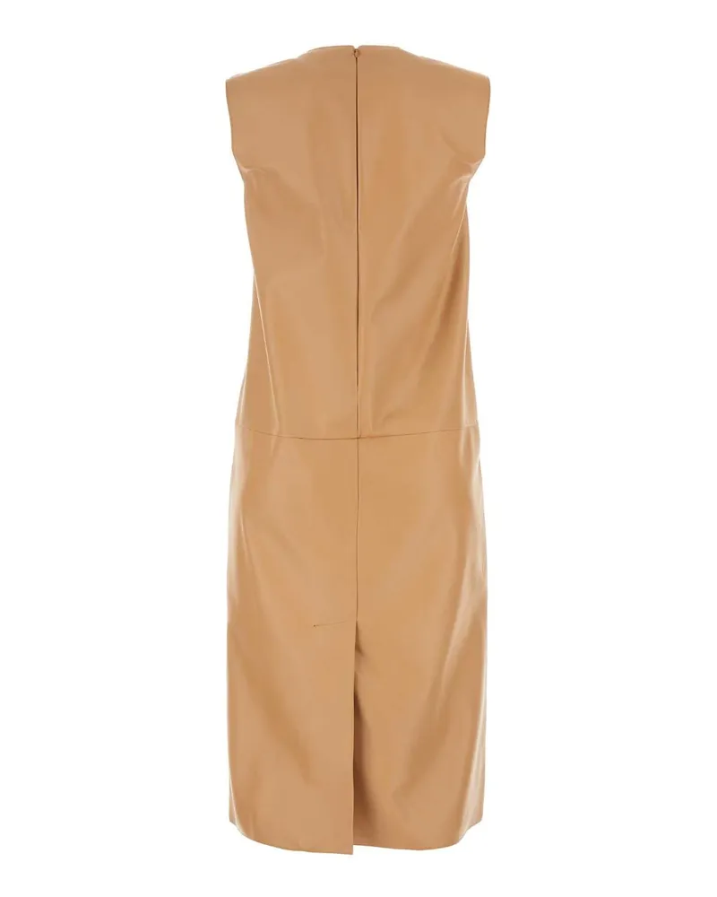Prada Women's Skin Pink Nappa Leather Dress Naturale Abiti Beige