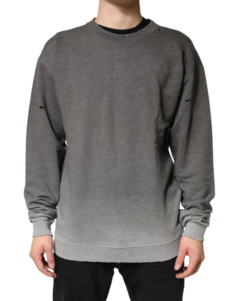 Dolce & Gabbana Gray Cotton Crew Neck Men Sweatshirt Sweater Clothing Gray