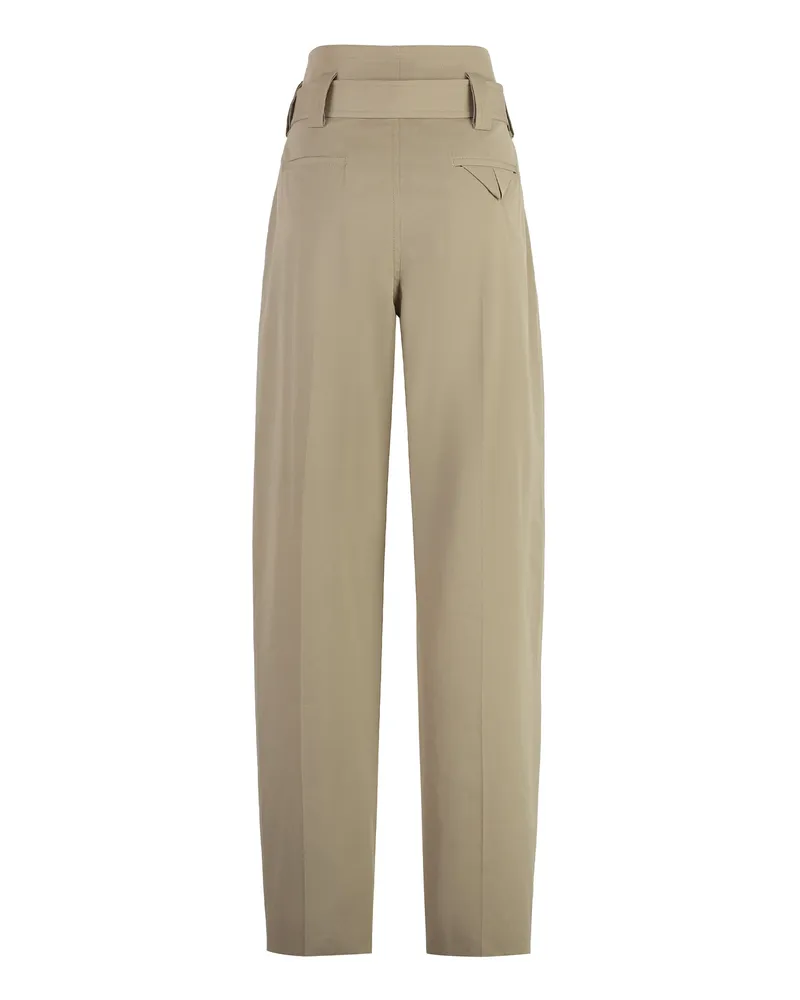 Bottega Veneta Women's Trousers Cotton Gabardine Sand Straight Beige