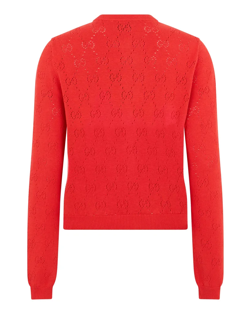 Gucci Women Cardigan Monogram Cotton Red Cardigans Sweater Red