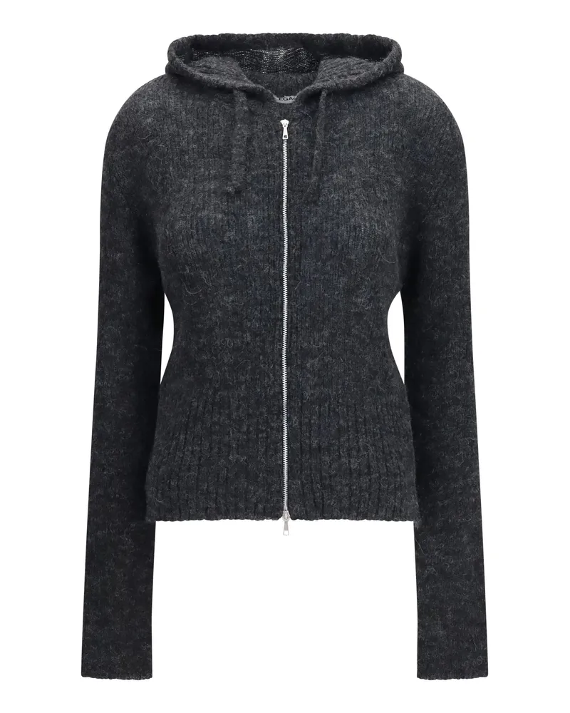 Our Legacy Women's Zip-Up Hoodie Alpaca Blend Charcoal Melange (vicugna Pacos) Knitwear Sweater Gray