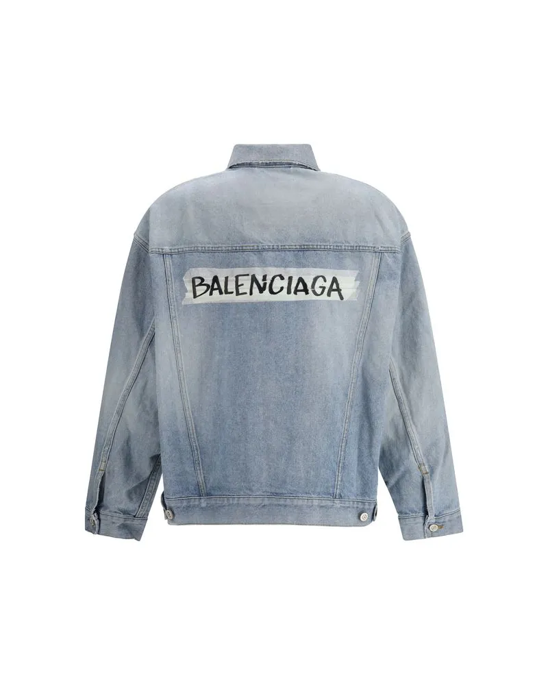 Balenciaga Women's Blue Cotton Denim Jacket Clothing Blue
