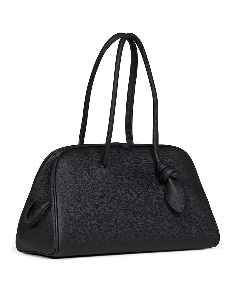 Jacquemus Women's Bowling Bag The Turismo Black Calf Leather Handbags Hand Black