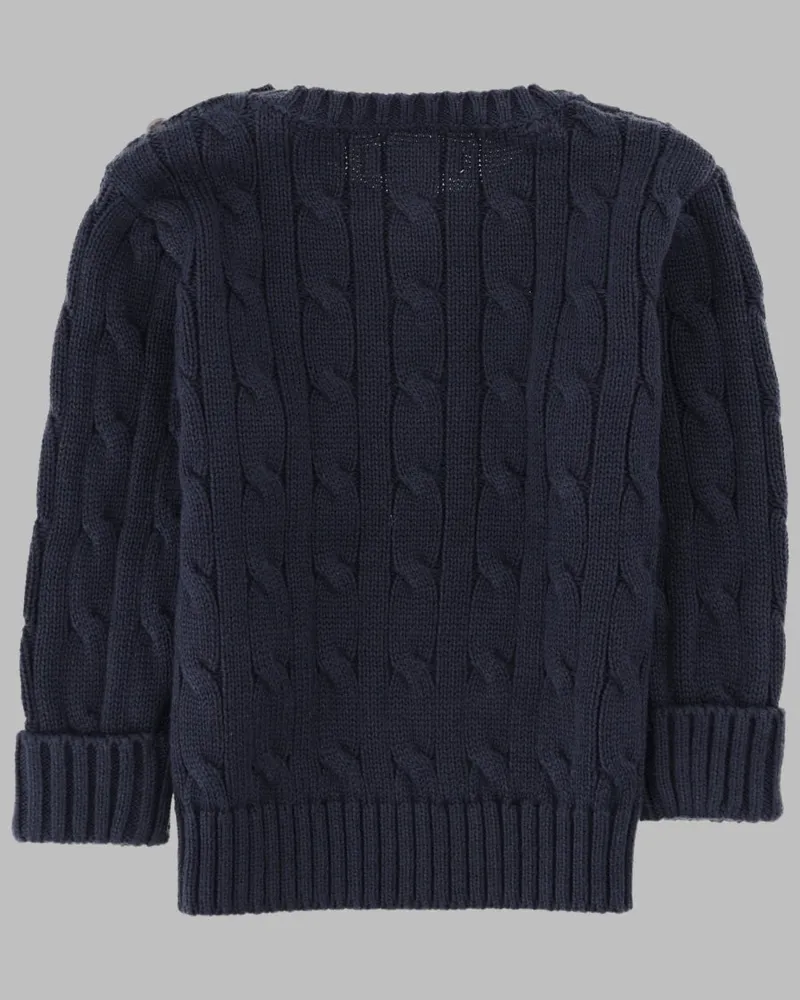 Ralph Lauren Cable-Knit Cotton Sweater — Navy Navy