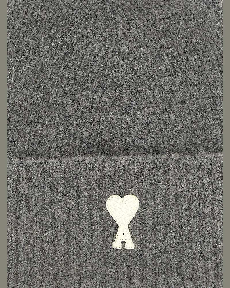 AMI Paris AM341795BM Ribbed Alpaca-Wool Blend Beanie — Grey Grey