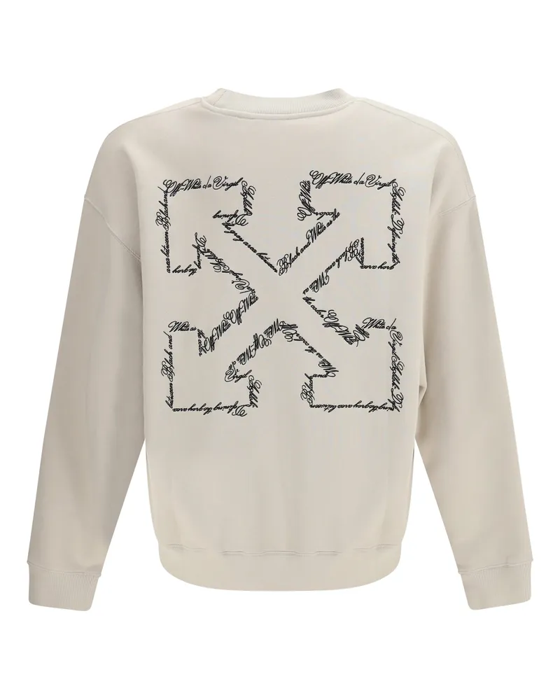 OFF-WHITE Men's Crewneck Sweatshirt Script Arrow Pumice Stone Cotton Sweater 
