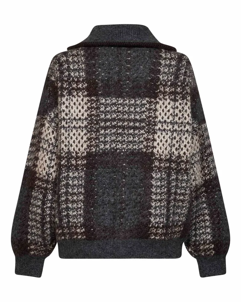 Brunello Cucinelli Women's Double-Knit Cardigan Multicolour Wool Cardigans Sweater Multicolor