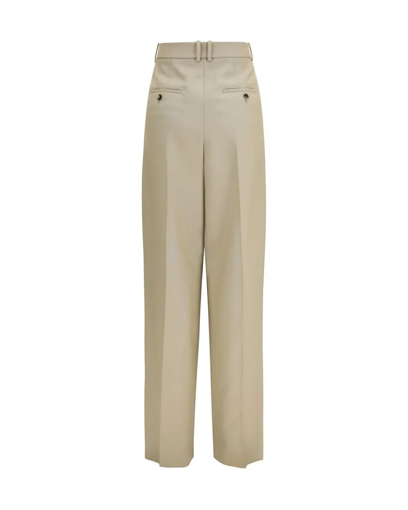 Saint Laurent Women Beige Wool Oves Aries Dress Pants Beige