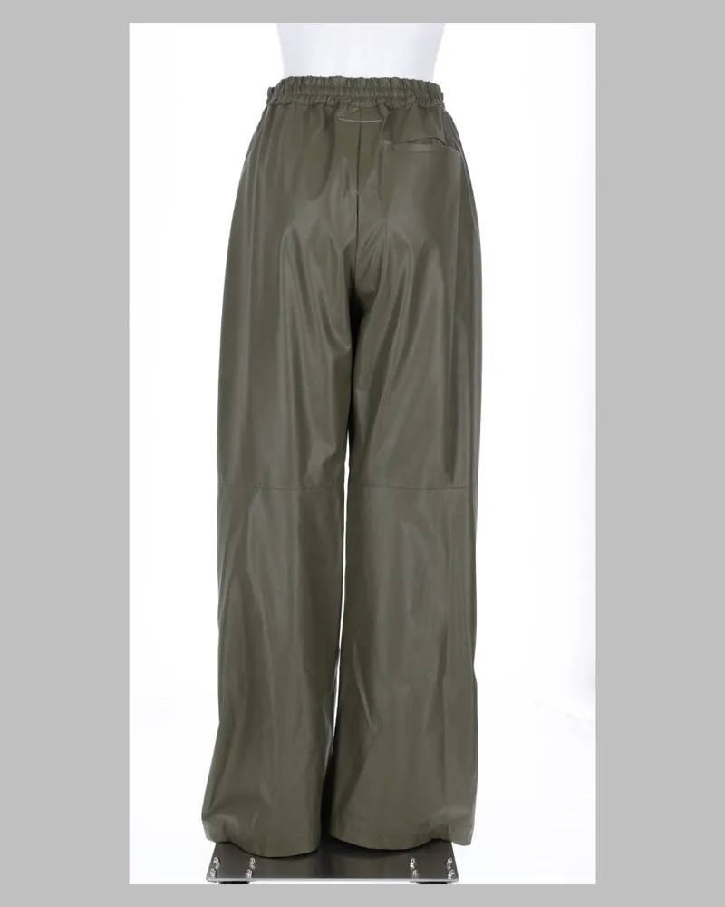 Maison Margiela Wide-Leg Faux Leather Trousers — Green Green
