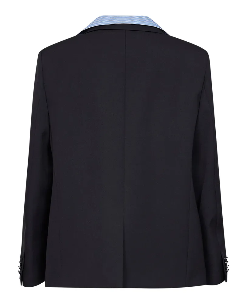 Balenciaga Men's Shirt Jacket Dark Navy Wool Twill Blue Navy