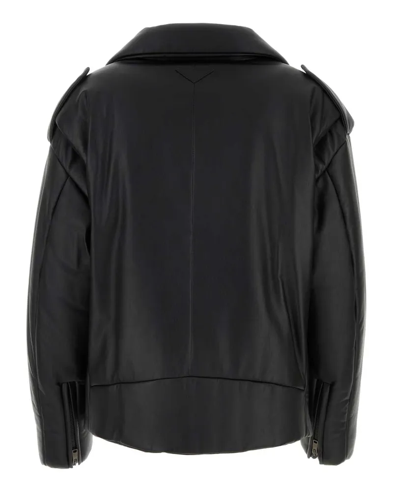 Prada Women's Black Nappa Leather Padded Jacket Nero Agnello Giacche Pelle Black