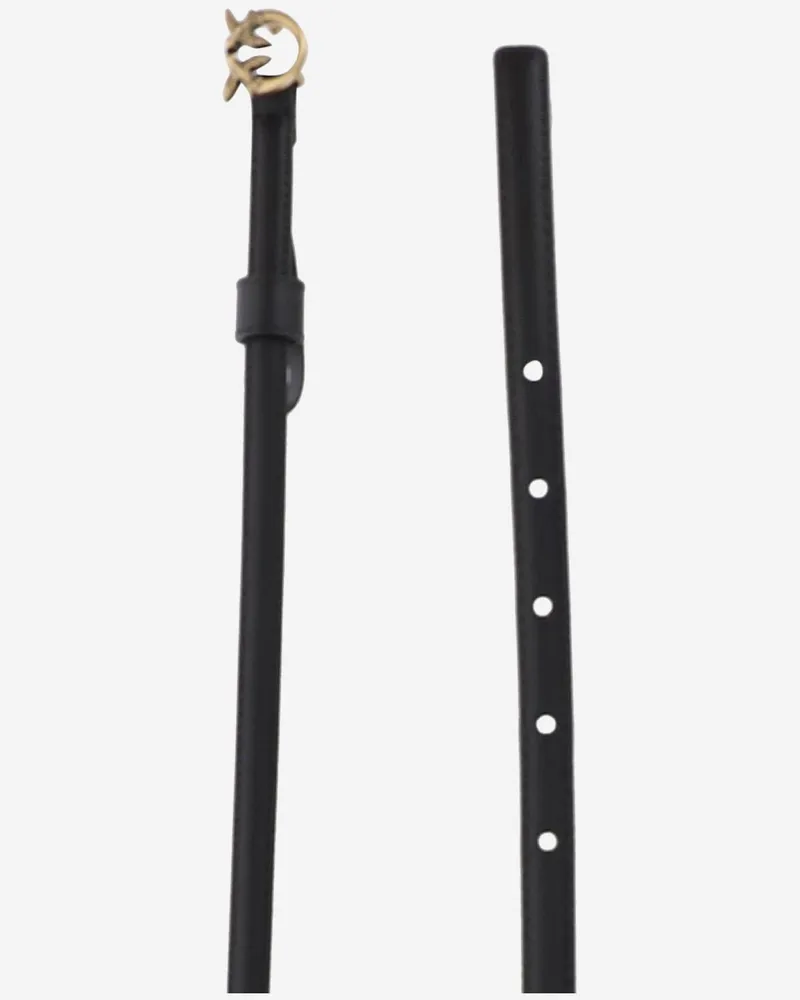Pinko Women's Leather Belt With Logo Black Black