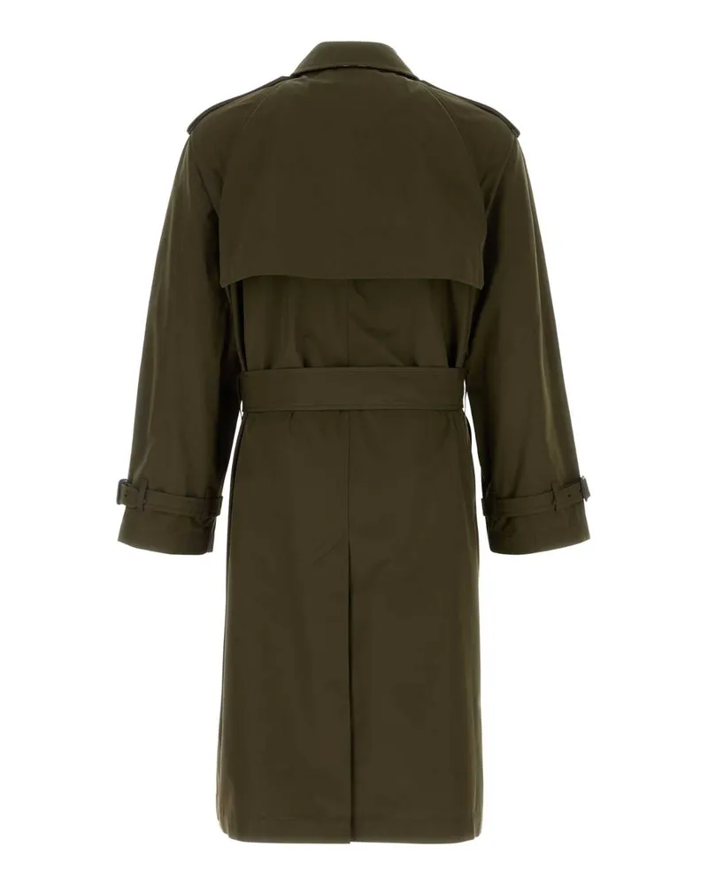 Burberry Men's Olive Green Cotton Trench Coat Marsh Green