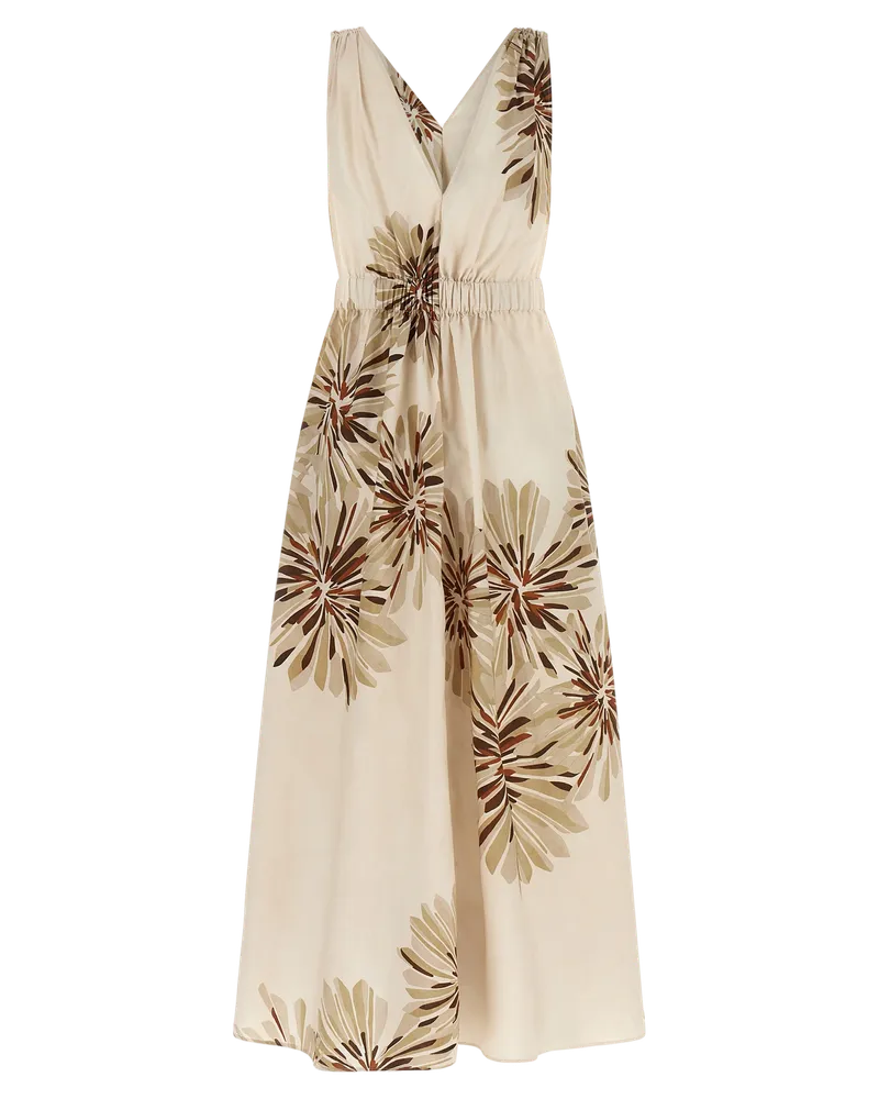 Brunello Cucinelli Women's Beige Cotton Midi Dress Beige