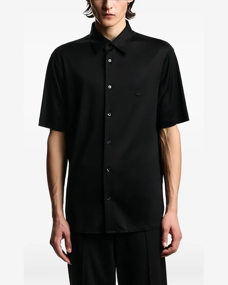 Emporio Armani Lyocell Jersey Shirt — Black Black