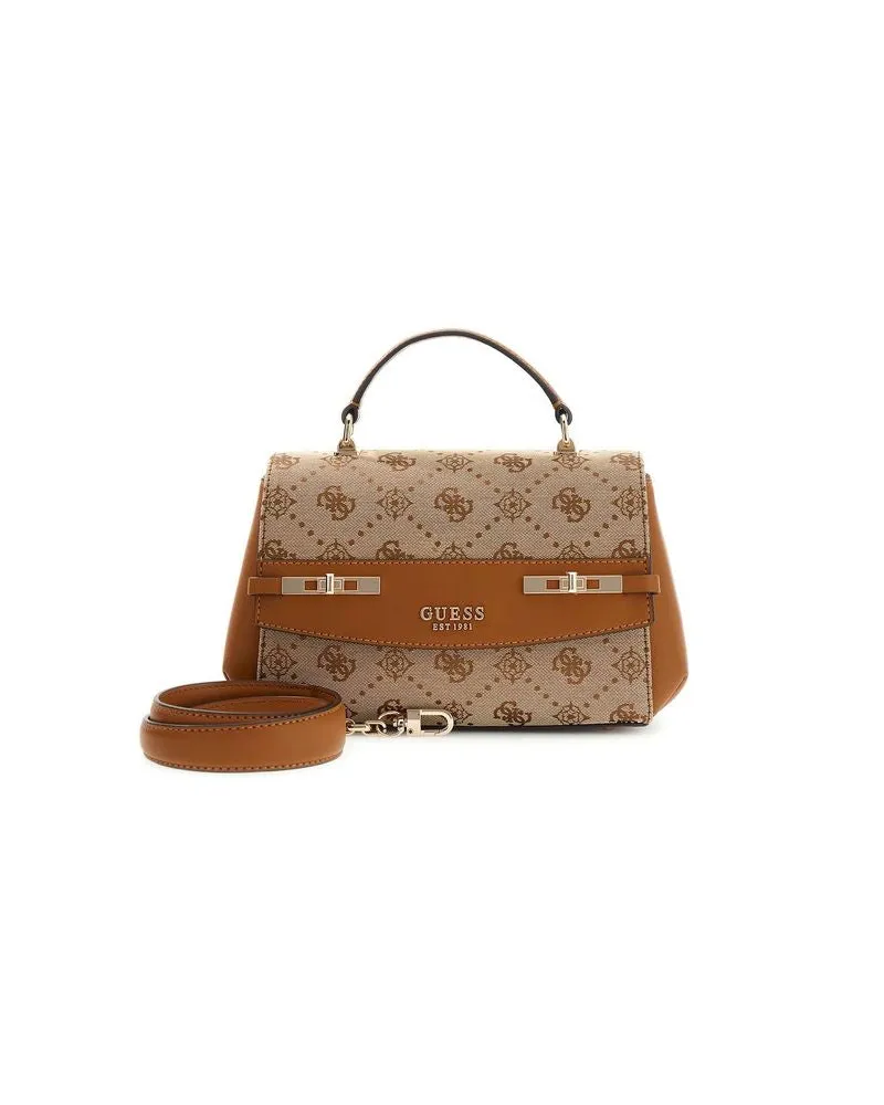 Guess Women's Top Handle Bag Latte Logo Polyester - Top-Handle-Bags Beige