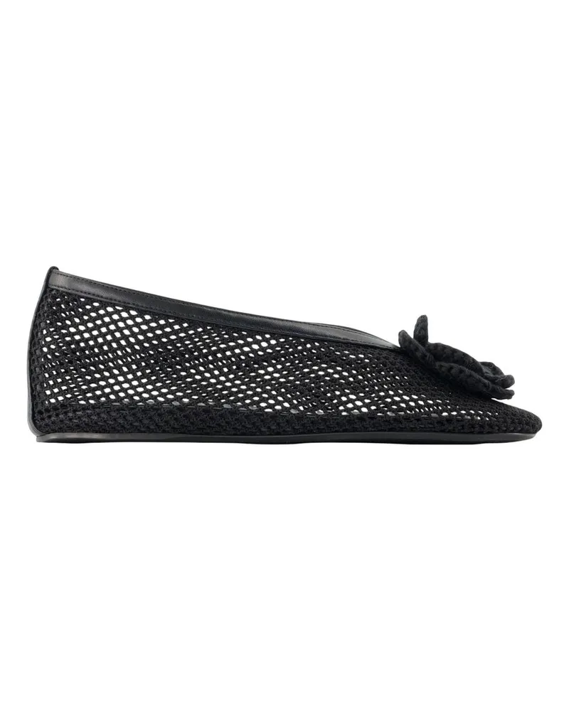 Ganni Women's Jenny Flower Flat Black Synthetic Black