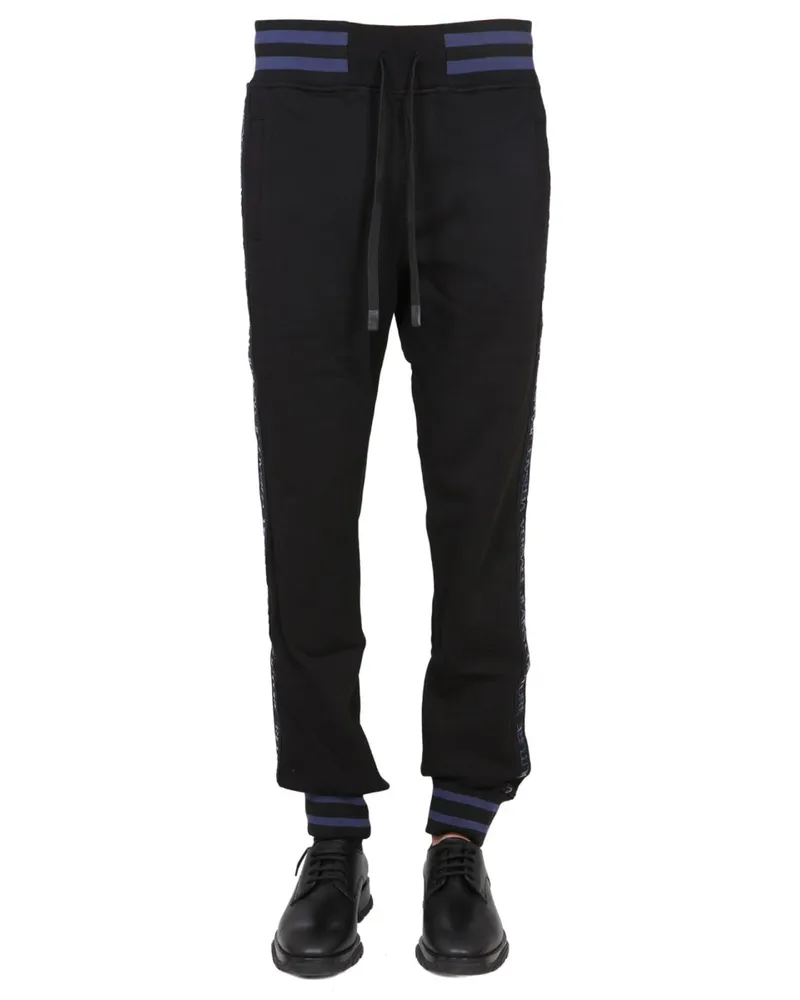 Versace Jeans Elastic Waistband Cotton Joggers — Black Black