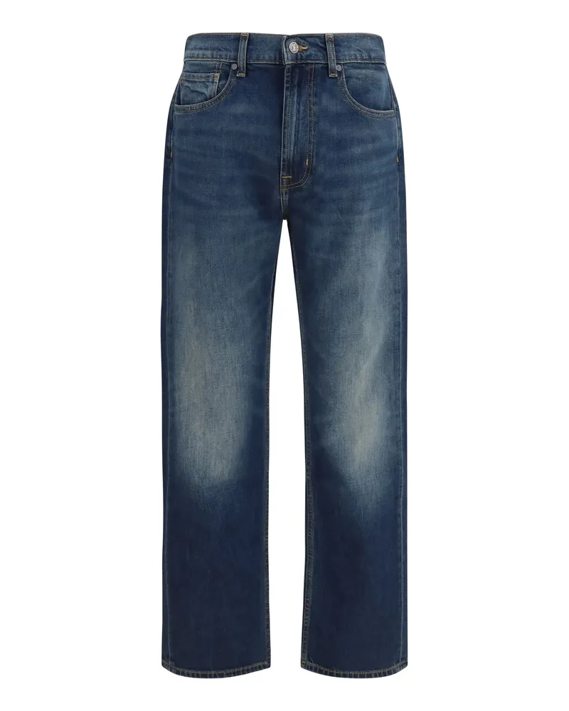7 for all mankind Men's Jeans Straight-Leg Denim Blue Cotton Blue