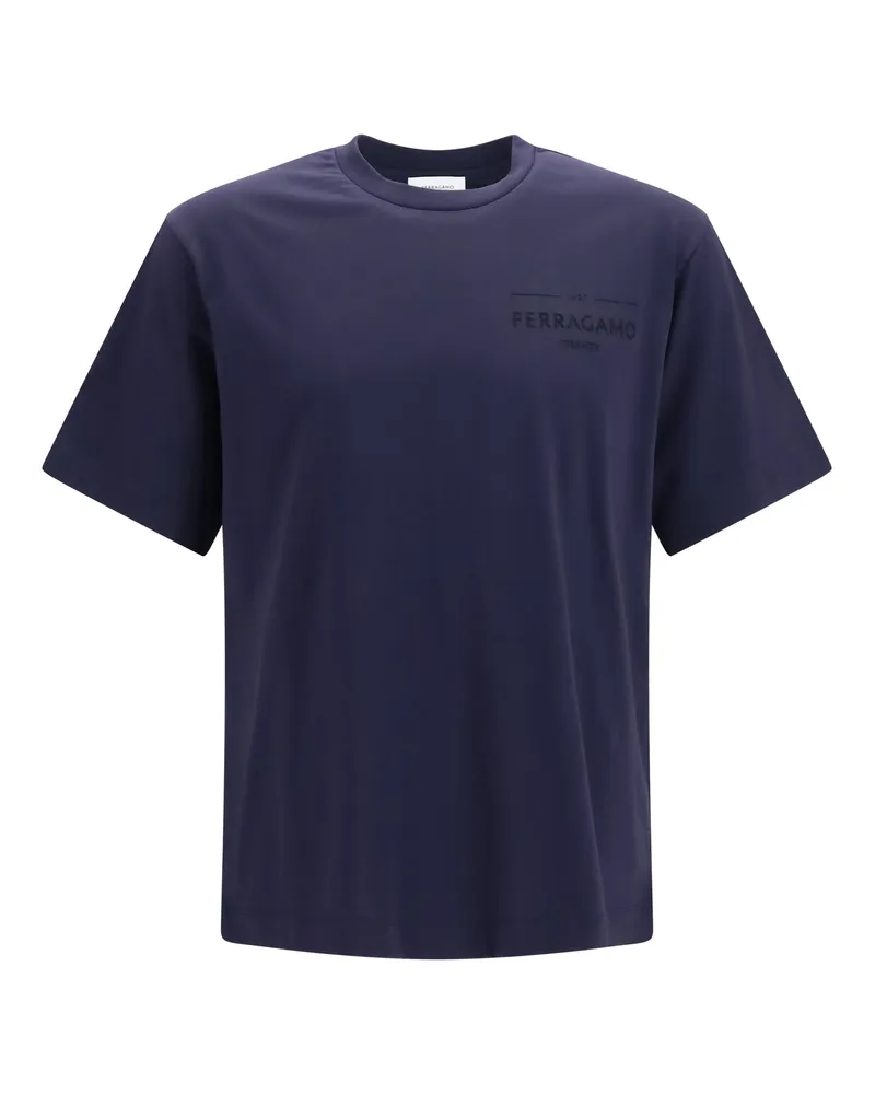 Ferragamo Flocked Logo T-Shirt — Navy Navy