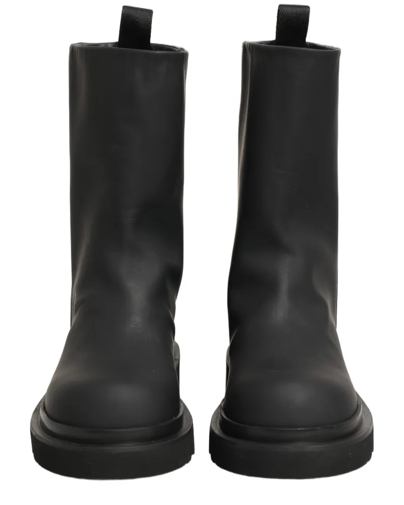 Dolce & Gabbana Black Leather Mid Calf Chunky Men Boots Shoes Black