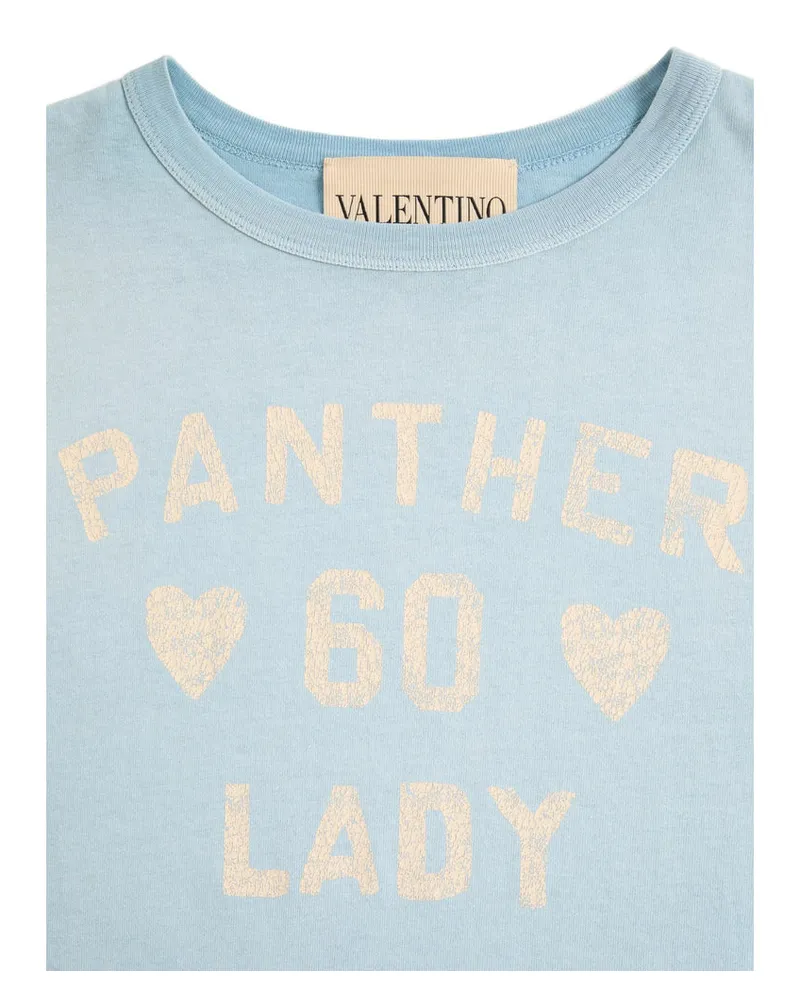 Valentino Garavani Panther Lady Print T-Shirt — Blue Blue