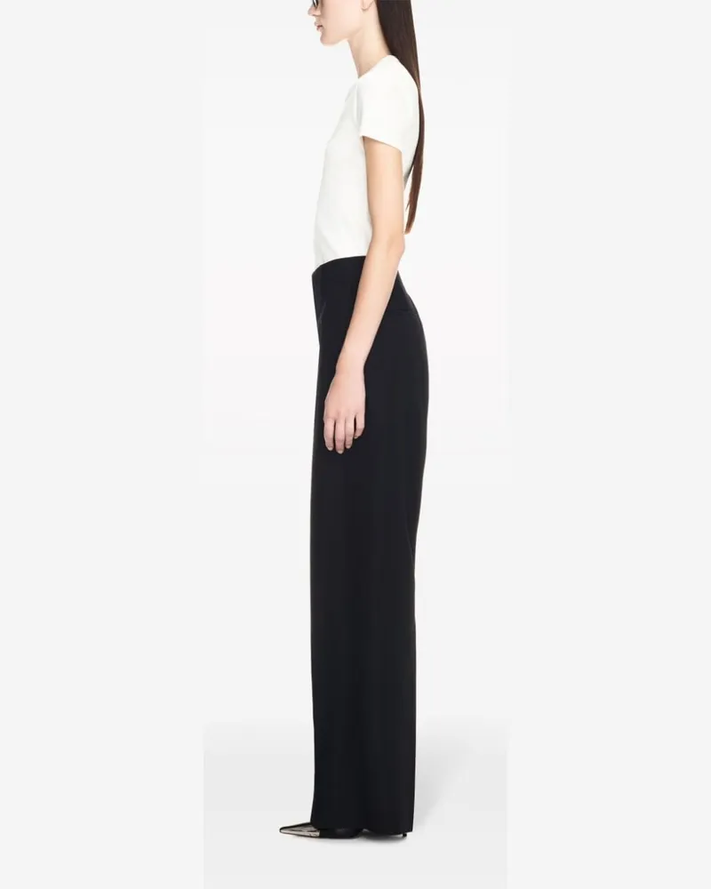OFF-WHITE Embroidered Logo Wool Trousers — Black Black