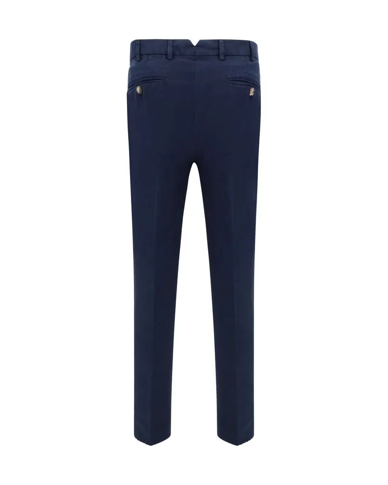 Brunello Cucinelli Men's Blue Cotton Casual Pants Navy