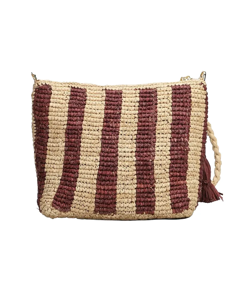 MC2 Saint Barth Women's Clutch Raffia Stripes Brown Bags Brown