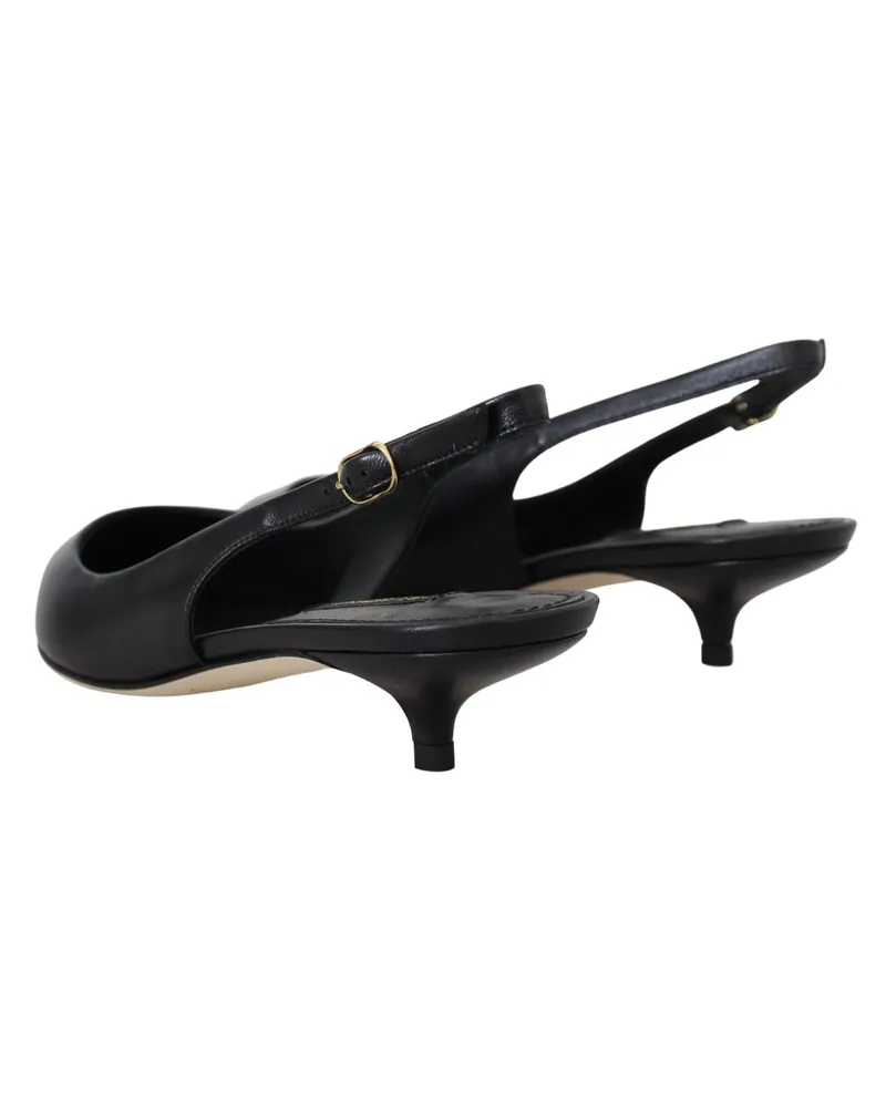 Dolce & Gabbana Women's Black Leather Slingbacks Heels Pumps Shoes Black