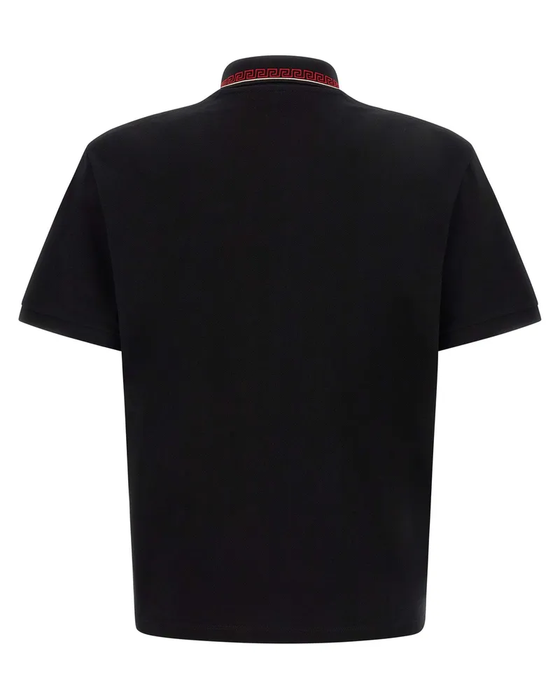 Versace Men Black Cotton Polo Shirt Black