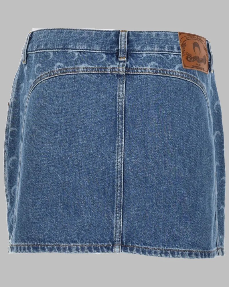 Marine Serre Denim Cotton Miniskirt — Blue Blue