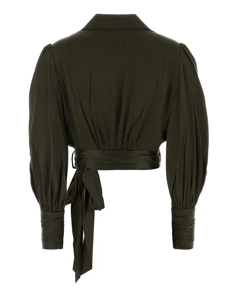 Zimmermann Women's Olive Green Silk Blouse Darkolive Maglie Sweater Green