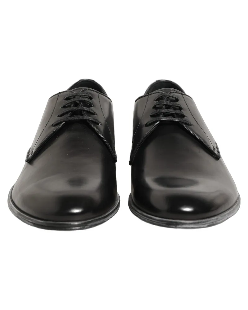 Dolce & Gabbana Dress Black Leather Lace Up Derby Men Shoes Calf Black