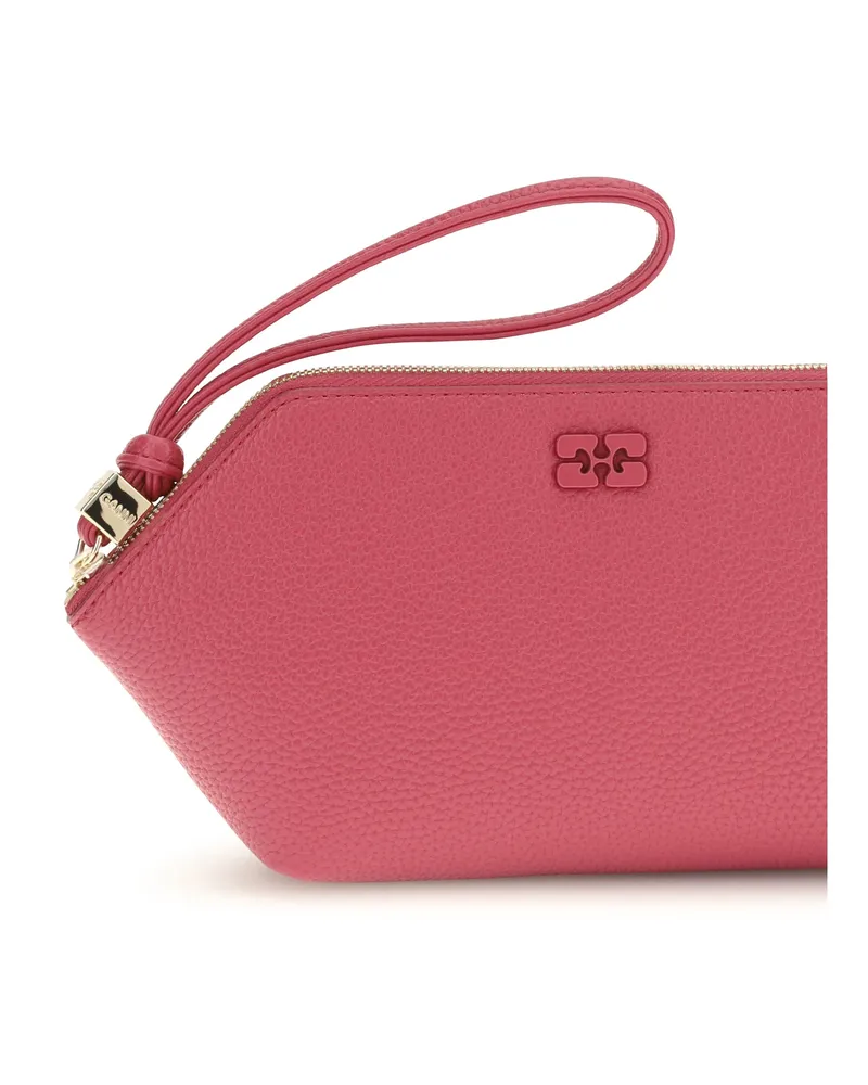 Ganni Women's Grained Leather Bou Pouch Persian Red Clutches Red