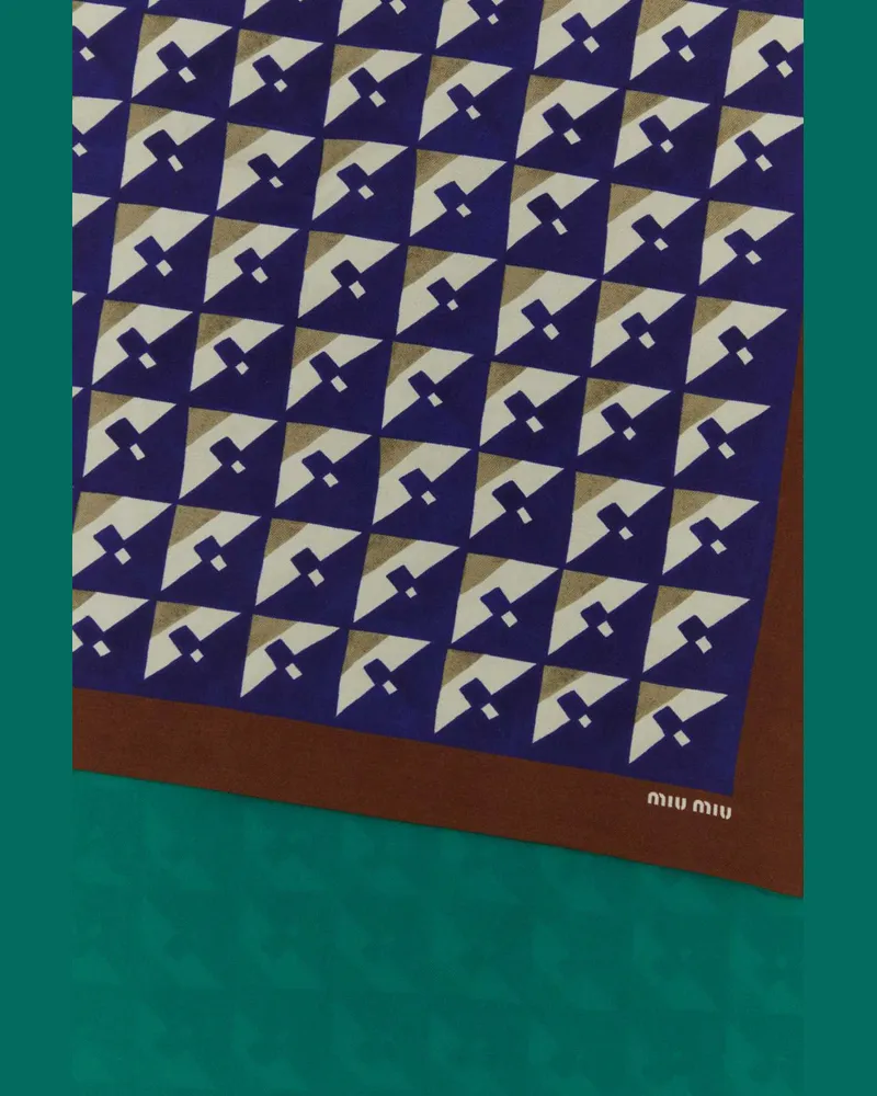 Miu Miu 5ff0652ig3 F0nnv Tabaccoinchiostro Exterior: Silk Sciarpe E Foulard Scarfs Navy