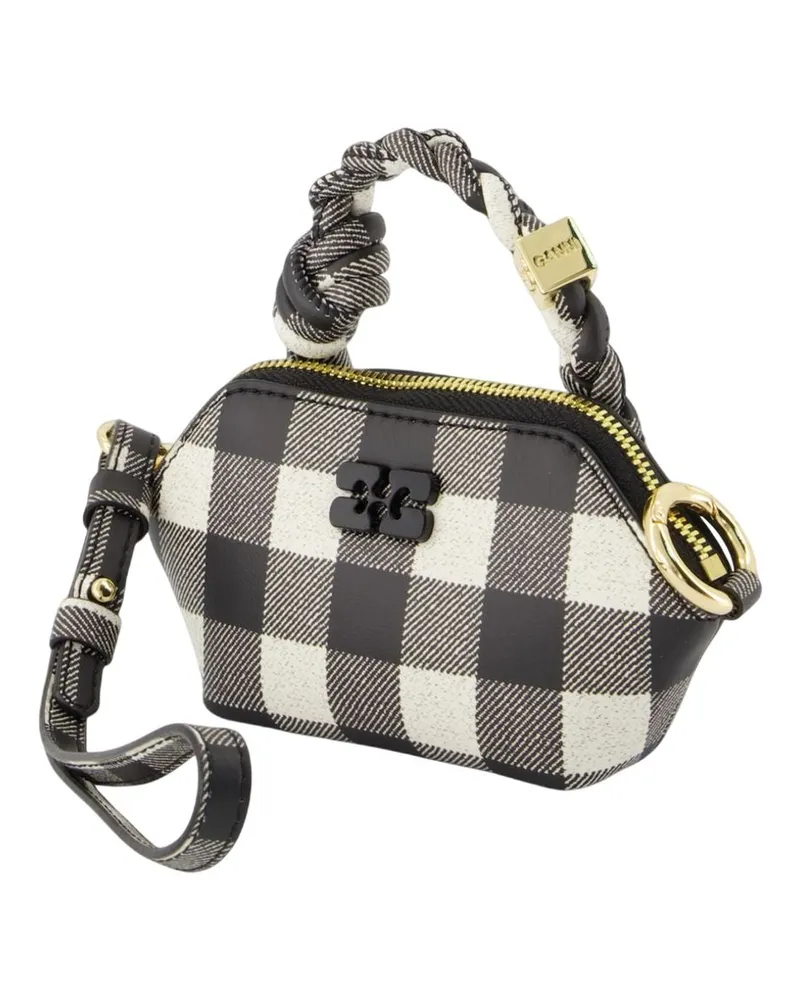 Ganni Women's Bou Nano Keyring -  Leather Black Calfskin Accessories Keychains Black