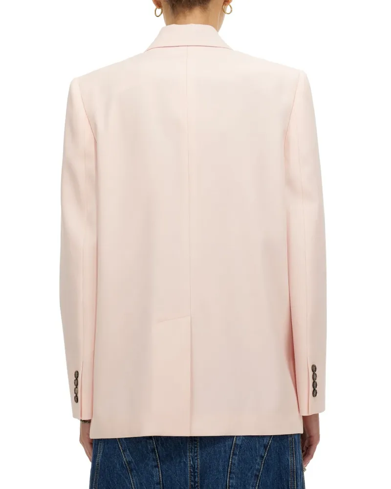 Alexander McQueen Double-Breasted Wool Blazer — Pink Pink