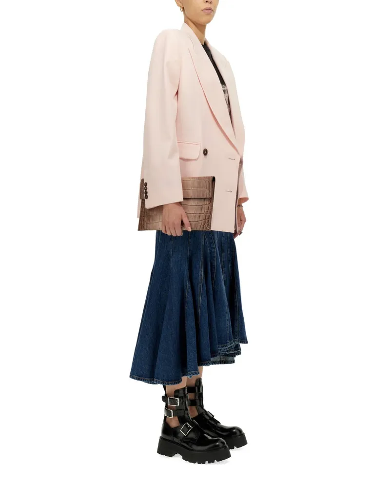 Alexander McQueen Double-Breasted Wool Blazer — Pink Pink