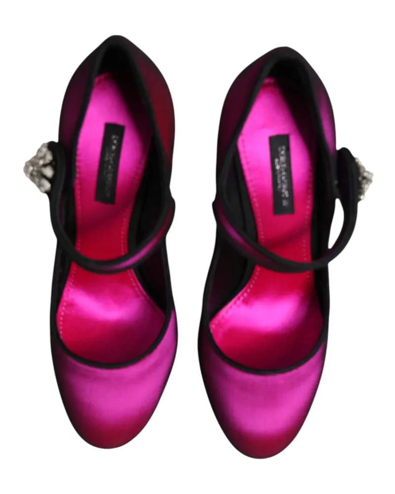 Dolce & Gabbana Women's Pink Embellished High Heels Pumps Shoes Leather Pink