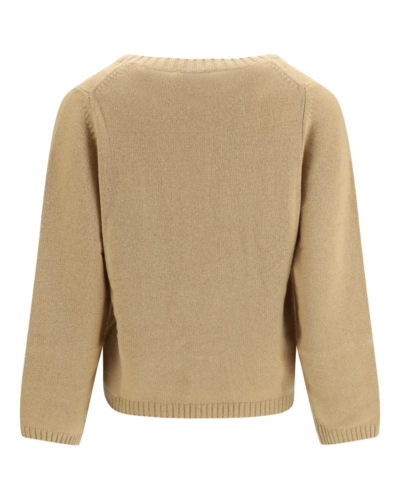 ALLUDE Cashmere V-Neck Sweater — Beige Beige